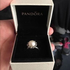 Pandora Pearl and Diamond Ring